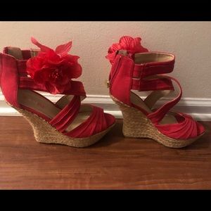 JustFab Shoes - Size 7.5 red wedges JustFab Shoes - Size 7.5 red wedges